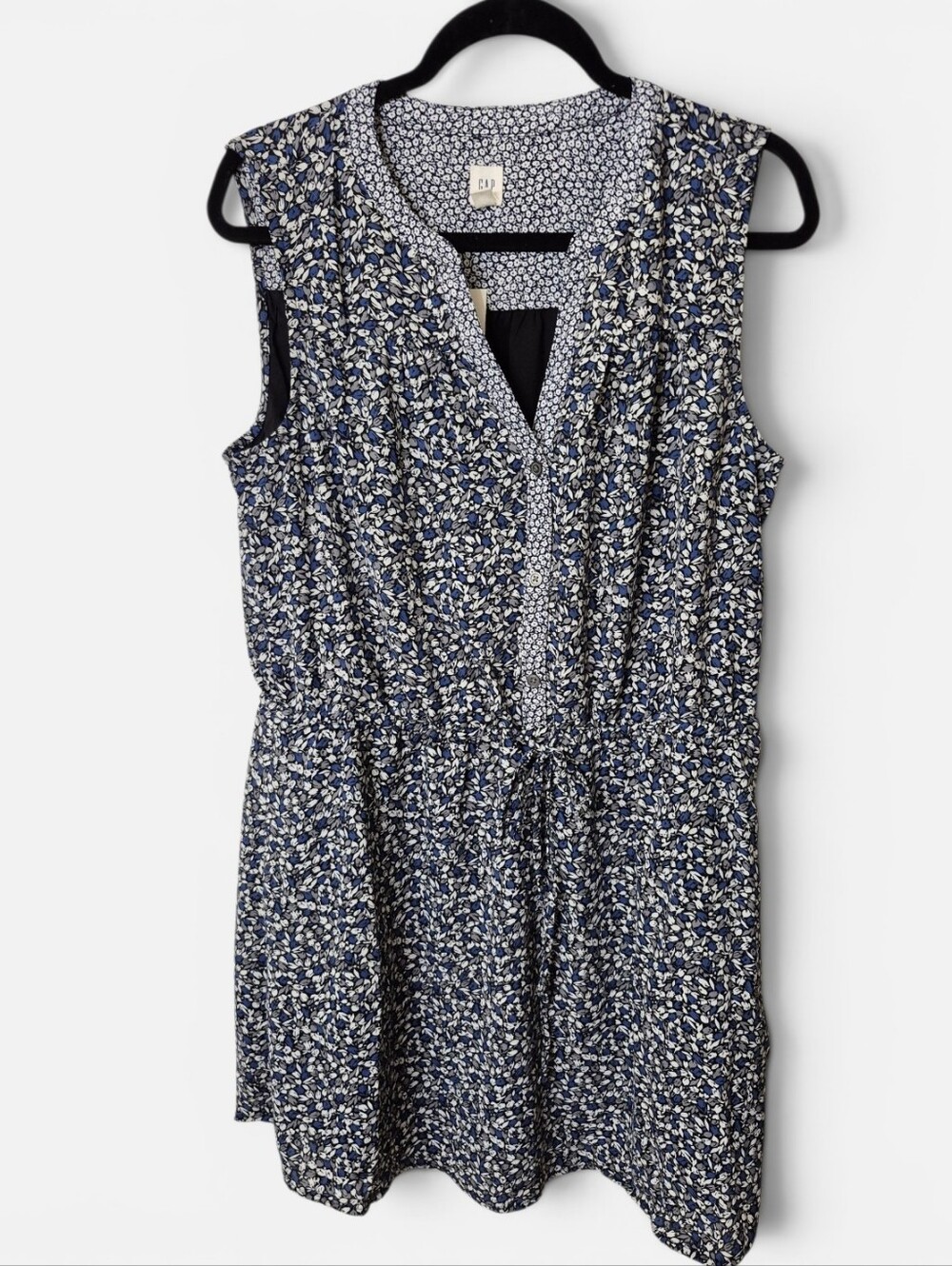 Gap NWT Sleeveless Floral Tie-Waist Shirtdress Large Petite